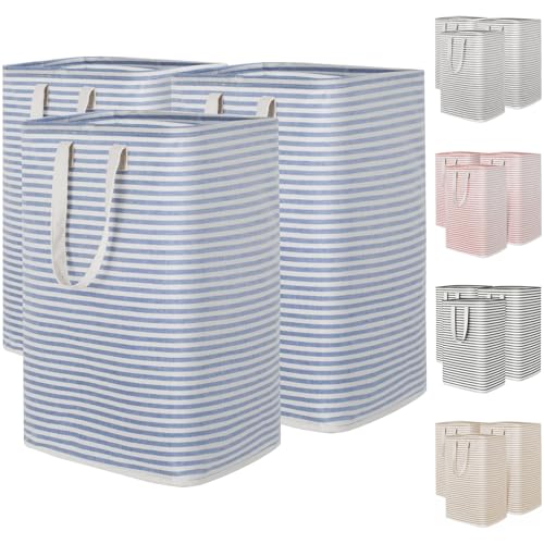 Lifewit 3 Pack Laundry Basket 80L Each, Collapsible Clothes Hamper with Reinforced Handles, Freestanding Waterproof Design for Bedroom and Laundry Room, Blue 240L Total - color: Blue, size: 3 x 80L