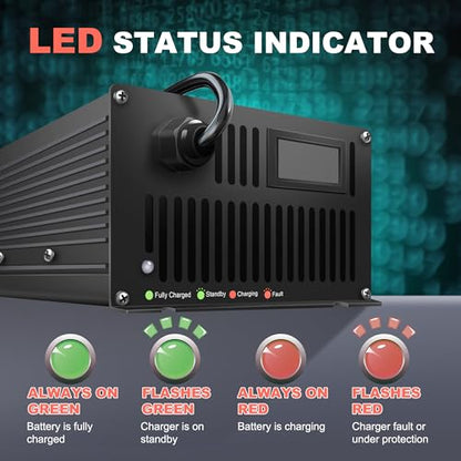48V 20A LiFePO4 Lithium Battery Charger 51.2V Smart Golf Cart Charger with Handle LED Anderson for RVs,Solar,Off-Grid,Home - size: 58.4V 20A Charger