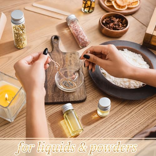 Didaey 100 Pcs Small Clear Vials Spice Mini Jars with Lids Mini Glass Bottles with Screw Aluminum Metal Caps Tiny Jars Sample Containers for Powder Cream Cosmetic Jewelry Wedding (4 Size,Silver Caps) - color: Silver Caps, size: 4 ml