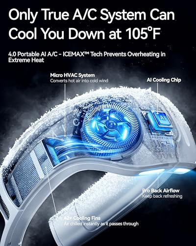 RANVOO AICE LITE Plus 2025 Max Cooling Airflow [No.1 Coolest & Most Durable] Neck Air Conditioner, Ultimate Immersive Personal AC 6000 mAh Rechargeable Neck Fan Blow Cold Air, Gifts for Mom/Dad, White - color: White