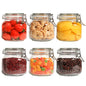 ComSaf 6-Pack 27oz Square Glass Pantry Canisters, Aesthetic Food Storage Jars for a Full Makeover, Modular Containers for Coffee, Sugar, Cookies, Snacks & Spices - size: 27oz*6