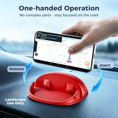 Loncaster Car Phone Holder, Car Phone Mount Silicone Car Pad Mat for Various Dashboards, Slip Free Desk Phone Stand Compatible with iPhone, Samsung, Android Smartphones, GPS Devices and More (Red) - color: Red