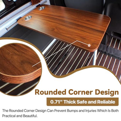 RV Wall Mounted Table With Two Cup Slots Rv Dinette Table Wall Mounted Desk Wood Folding Camper Table for Motorhome Home Office Folding RV Table For Small Space Foldable Multifunctional Table(Woodgrai - color: Woodgrain