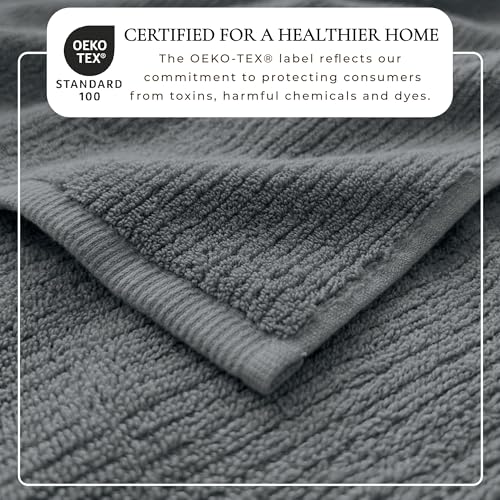 Great Bay Home Turkish Cotton 6 Piece Towel Set - Absorbent, Quick-Drying, Ribbed Bath Towels for Bathroom - Zero-Twist Fibers (Midnight Tide) - color: Midnight Tide