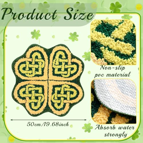 Drydiet St. Patrick's Day Shamrock Bathroom Rug Ireland Celtic Knot Door Mat Leaf Shower Mat Irish Bathroom Shower Decoration Non Slip Washable Rug 20 x 24 Inches(Retro) - style: Retro