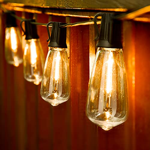 100FT LED Outdoor String Lights with 52 Waterproof Shatterproof ST38 Vintage Edison Bulbs, Outside Lights for Patio Lighting Cafe, Bistro, Backyard, 2700K Dimmable - size: ST38 100FT