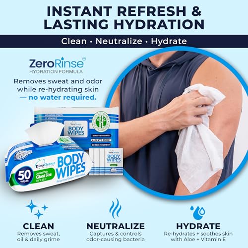 XL Body Wipes for Adults Bathing – 50 Ct + 4 Travel Shower Wipes 10 x 11.5" Thick Cleansing No Rinse Bath Wash Sheets for Elderly, Incontinence, Men & Women, Camping Essentials Disposable Washcloths - size: 54 Count (Pack of 1)