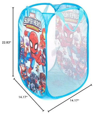 Jay Franco Marvel Super Hero Adventures Pop Up Hamper - Mesh Laundry Basket/Bag with Durable Handles - Features Spiderman, Iron Man, Captain America & Thor (Official Marvel Product) - color: Super Hero Adventures