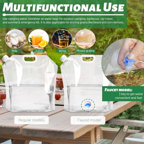 4 Pack Collapsible Water Jug Container, Portable Water Bags with Spout, Folding Water Carrier Tank, No Leak Emergency Camping Water Storage for Travel Hiking (2.6 Gal)