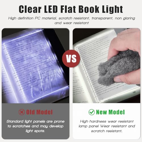 Flat Book Light,2026 Upgrade, Book Light Treasure Box, Reading in Bed at Night with 3 Colors & Timer, Dimmable Panel Plate Book Lamp Full Page Light, Bookish Gifts for Book Lovers - color: Black