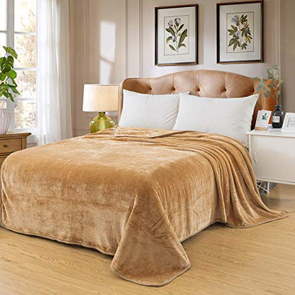 Polar Fleece Throw Blankets Travel Size for The Bed Extra Soft Brush Fabric Super Warm Sofa Throw Blanket 50" x 61"(Camel Travel) - color: Camel, size: Travel (50-Inch-by-61-Inch)