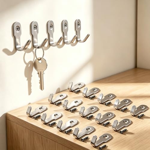 20-Pack Wall Hooks for Hanging Towel/Coat - 22LB Screw in Metal Hanger Wall Mount, for Outdoor, Closet, Door, Bathrooms, for Backpack, Robe, Silvery - color: 20-Pack Wall Hooks Silvery
