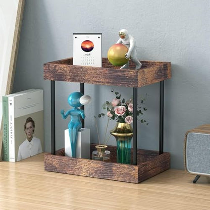 mahueeol 2 Tier Bathroom Organizer Countertop, Wooden Bathroom Trays for Counter Vanity Organizer Cosmetic Storage Vanity Organizer, Coffee Station Organizers, Kitchen Spice Rack - style: Retro