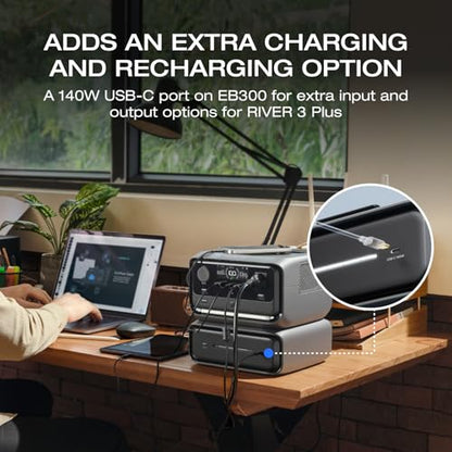 EF ECOFLOW River 3 Plus Portable Power Station Extra Battery EB300, 286Wh Expansion LiFePO4 (LFP) Battery with 10-Year Lifespan, Built-in 140W USB-C Port for Charging/Discharging, Use Independently - style: River 3 Plus EB300