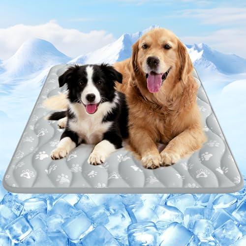 Rywell Super-Absorbent Cooling Mat for Dogs 59"x40" Arc-Chill 3.0 & Color-Changing Dog Cooling Mat, Stay Cool & Dry, Washable, Non-Slip Pet Bed Mat for Floors, Sofas, Kennels - color: Grey, size: XXL