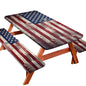 Picnic Table Cover with Bench Covers 6FT 3PCS, Camping Essentials, Fitted Camping Tablecloth Waterproof and oilproof with elastic Edge for Indoor Outdoor Patio, Retro American Flag (72inch) - color: Retro American Flag,Red