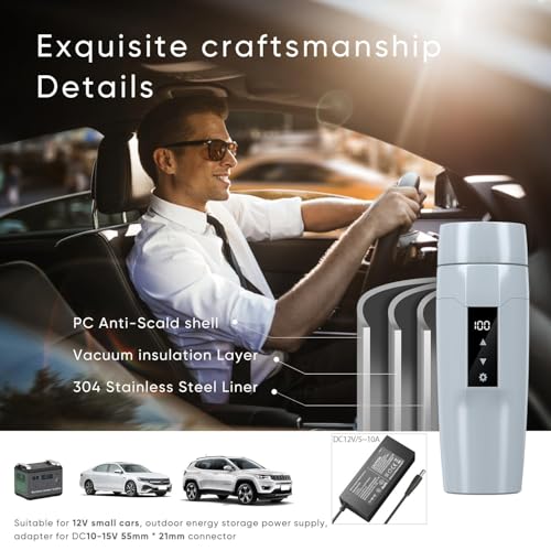 Electric Heating Kettle with Temperature Control, 40~100 ℃ Adjustable, Mini Portable Travel Electric Water Mug, Anti-leakage, 300W Fast Heating Insulation Cup, Anti-dry Fever, Auto- shutdown, Gray - color: Matte Gray 110V/350ml/S
