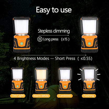 Camping Lantern Rechargeable 2200LM, LED Flashlight Lanterns for Power Outages, Emergency,Camping,Hurricane, Lanterns with IPX5 Waterproof,4 Light Modes,4400mAh Power Bank