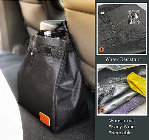 Car Trash Can Hanging for Headrest, Extra Large Waterproof Auto Garbage Bag Organizer, Collapsible Vehicle Waste Bin (Navy Blue) - color: Navy Blue