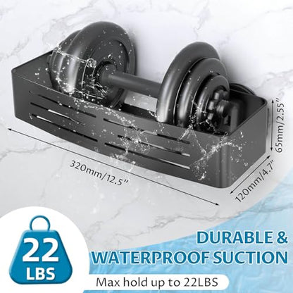 Onemake Shower Caddy Suction Cup,2-Pack Shower Shelf Organizer, Bathroom Suction Shelves with Portable Hooks, Shower Caddies Corner with Towel Bar,Matte Black - style: 2 Tier-Black Square Caddies