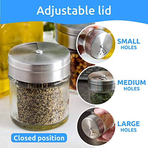 6-Pack 1.5oz Glass Spice Seasonings Shaker With Adjustable Lid - size: 1.5 Oz