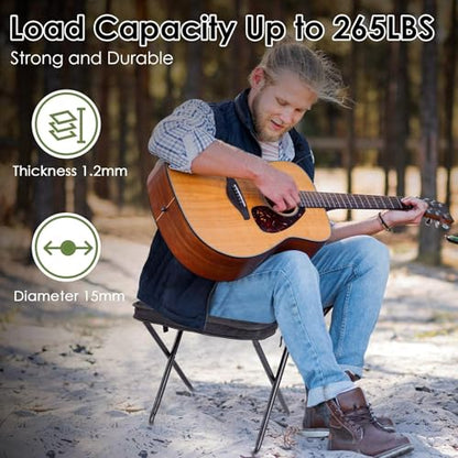 Portable Stool, Camping Stool 12inch Portable Folding Stool Small Folding Chair, Telescopic Compact Foldable Stool for Camping, Hiking, Outdoor Concert(3Pcs 60ML Travel Bottles Gift)