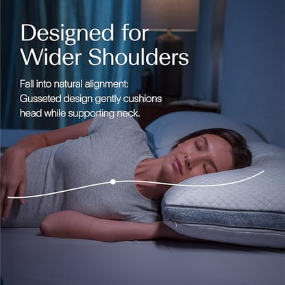 DreamyBlue Gusseted Sapphire Pillow • Adjustable Loft, Luxury Cover, Shredded Memory Foam Fill w/Airflow Beads •Ideal for Wide Shoulders •Neutral Alignment for All • CertiPUR-US Certified Foam (King) - size: Sapphire King