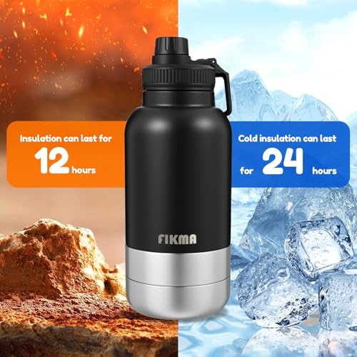 Insulated Dog Water Bottle with 2 Bowls, 32oz Insulated Stainless Steel Travel Bottle for Pets, Leak-Proof Portable Design for Hiking, Camping & Travel (Black)