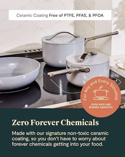 Caraway Non-stick Ceramic Cookware Set (12 Piece) Pots, Pans, Lids and Kitchen Storage - PFAS & PFOA Free - Oven Safe Pan Set & Compatible with All Stovetops - Navy - size: 12pc Set