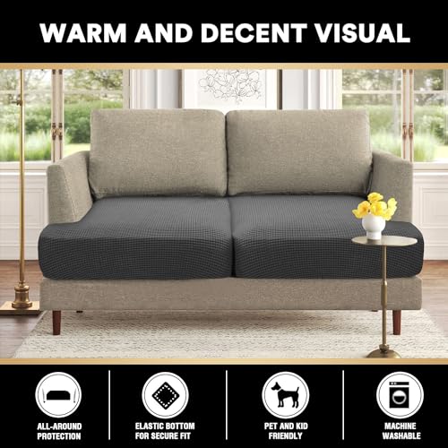 PrinceDeco Couch & Sofa Cushion Covers - 2 Pack, Washable, Pet-Friendly, Grey - color: Grey, size: 2 Cushion Sofa