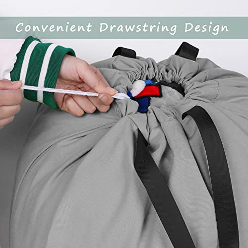 Cotton Canvas Laundry Bag with Handles & Drawstring Straps, Heavy Duty Extra Large Laundry Bags for Laundromat and Household, 25.5x34 Inch, Dark Grey - color: Dark Gray
