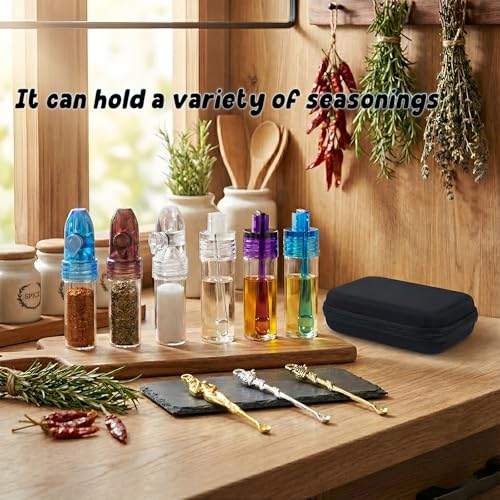 Portable Spice Dispenser, 15 Pack Camping Seasoning Container Kit, Travel Spice Container Set with Metal Bottles, Spoons, Funnels, Brush and Case for Camping, BBQ, Hiking and Picnic Cooking