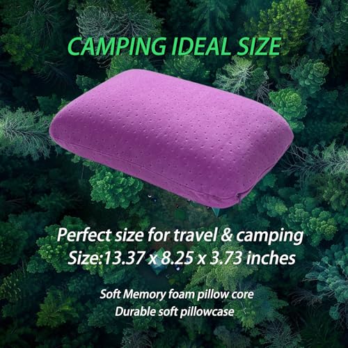 Travel Pillow Small Camping Pillow Memory Foam Bed Neck Soft Home Pillow Lightweight Easy to Carry Removable Pillow Cover for Travel,Sleeping,Nap and Neck,Knee,Leg,Lumbar Support Pillow (Purple) - color: Purple