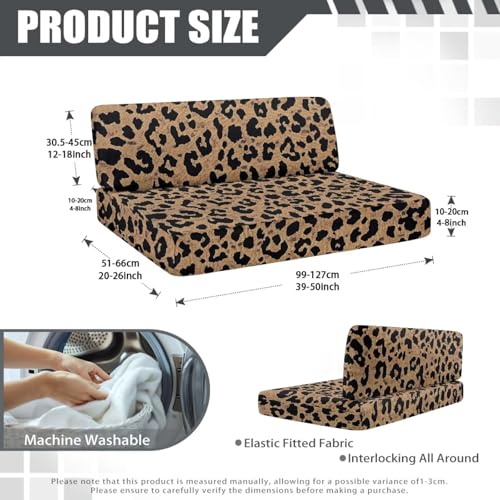 NDISTIN Brown Leopard 2 Sets RV Dinette Cushion Covers Comfortable RV Dinette Cushion Covers Booth Set with 1 Backrest & 1 Bench Covers Washable Couch Cover Replacement - color: Brown Leopard