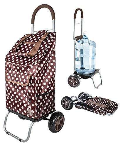 dbest products Trolley Dolly Shopping Grocery Foldable Cart Storage Mom, Brown Polka Dot - color: Brown Polka Dot, style: Cart