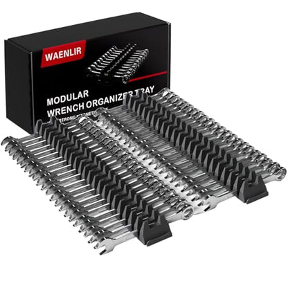 WAENLIR 48PCS Magnetic Modular Wrench Organizer Set-Tool Drawer Storage Rack with Metric&SAE Labels, Wrench Holder with Magnet, Perfect Tool Gift for Men, father, boyfriend, DIYers & Mechanics (Black) - color: Black