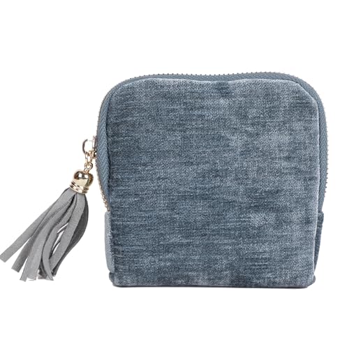ASINGYER Travel Jewelry Storage Bag for Women, Velvet Portable Jewelry Organizer with Tassel Zipper, Small Pouches for Bracelets Necklaces Rings Earrings, Wedding Gift for Women (Blue) - color: Blue