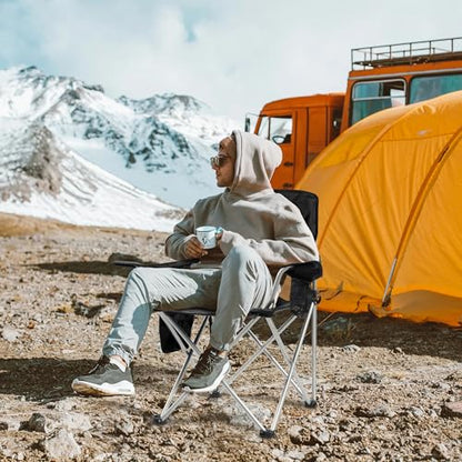 Elevon Camping Chair, Portable Folding Outdoor Chair with Arms, Cup Holder and Carry Bag - color: Midnight-2 Pack
