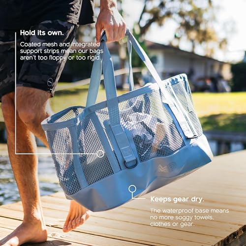 MISSION Boat Gear CASSI Heavy-Duty Outdoor Tote and Waterproof Marine-Grade Mesh Boat Bags - color: Steel Blue, size: 70 Liter