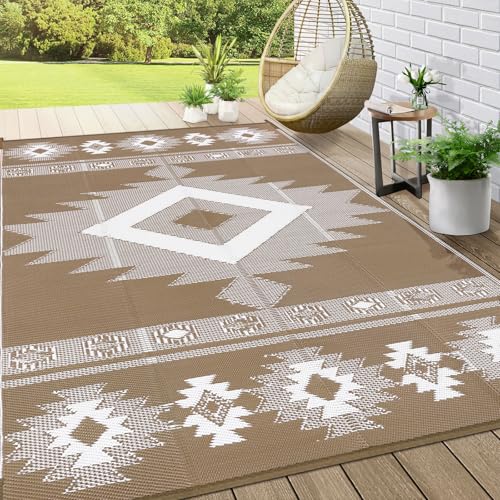 Outdoor Rug 8x10 ft for Patios Waterproof Reversible Plastic Straw Rug Patio Mat Clearance Outdoor RV Camping Mat Outside Area Rug Carpet for Porch,Deck,Camper,Balcony,Backyard