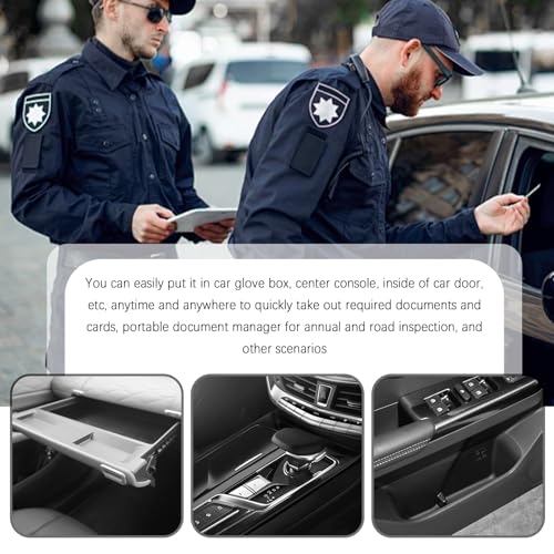 Tri-fold PU Car Registration and Insurance Holder,Multi-Pocket Car Registration and Insurance Card Holder for Cards,Papers,Documents,Portable Cars Document Holders Glove Box (Black)