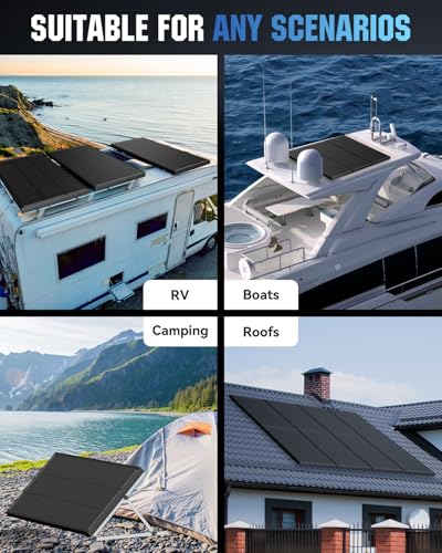 200 Watt Solar Panel Kit, 18BB 200W N-Type Solar Panels 25% Efficiency, 30A Charge Controller, 10AWG Solar Cable and Tray Cable, Black Z Brackets Boat, Camper - style: 200W KIT