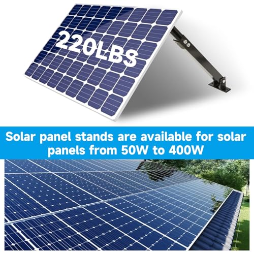 Adjustable Solar Panel Tilt Mount Brackets Aluminum Alloy Solar Panel Mounting Support up to 50 70 100 150 200 300 400 Watt Solar Panel for Flat Surface Roof RV Boat Off-Grid (Mount Only) Black - color: BLACK-1SET