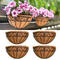 LaLaGreen 16 Inch Wall Mounted Flower Baskets, 4 Pack, Large Railing Planter Deck Rail Hanging Plant Pots Holders with Coco Liner Outdoor, Metal Herb Fence Porch Balcony Garden Patio Window Box Trough - size: 16" (40.6cm) x 4 Pack