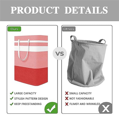 2-Pack Foldable Laundry Basket,Large Laundry Baskets with Handles,Waterproof Laundry Hamper,Collapsible Laundry Hampers for Clothes Organizer 80L (Red) - color: Red