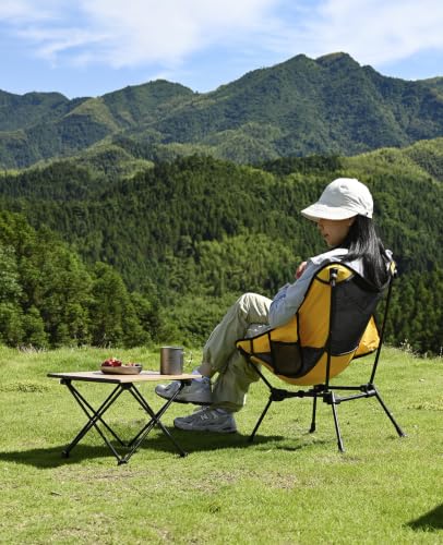 iClimb Ultralight Compact Camping Folding Beach Chair with Anti-Sinking Large Feet and Back Support Webbing (Black - Square Frame) - color: Black (Square Frame)