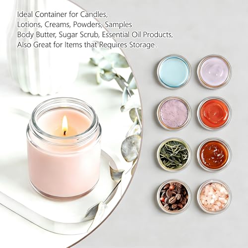 4 oz Glass Jars with Lids & Inner Liners, 2 Pack Small Glass Jars Thick Round Airtight Travel Containers for Cosmetics Cream Lotions Powders | Candle Making Jar - color: 4 oz Clear