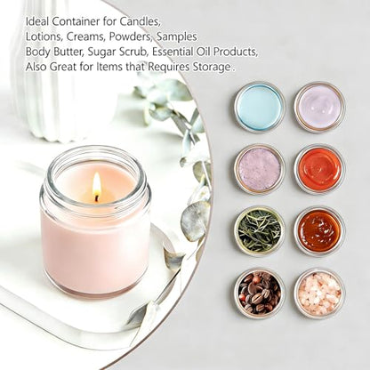 4 oz Glass Jars with Lids & Inner Liners, 2 Pack Small Glass Jars Thick Round Airtight Travel Containers for Cosmetics Cream Lotions Powders | Candle Making Jar - color: 4 oz Clear