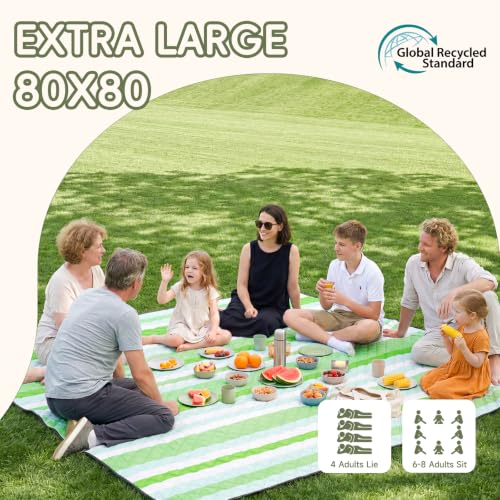 Genovega Waterproof Beach Blanket Picnic Outdoor Mat Rug Adult Women Her Sister Mom Gf Girlfriend Aunt Auntie Titi Best Friend Friendship Bestie Wife Daughter in Law Lady Happy Birthday Cool Unique - color: Mint White Stripe