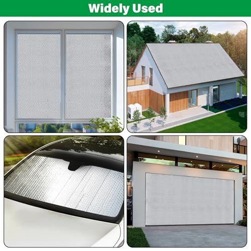 winemana Window Insulation Roll 48IN x 50FT Reflective Heat Shield Bubble Film Double-Sided Aluminum Foil Insulation Weatherproof Garage Door Cover for Windows RV Basement Winter Summer - size: 48 in x 50 ft
